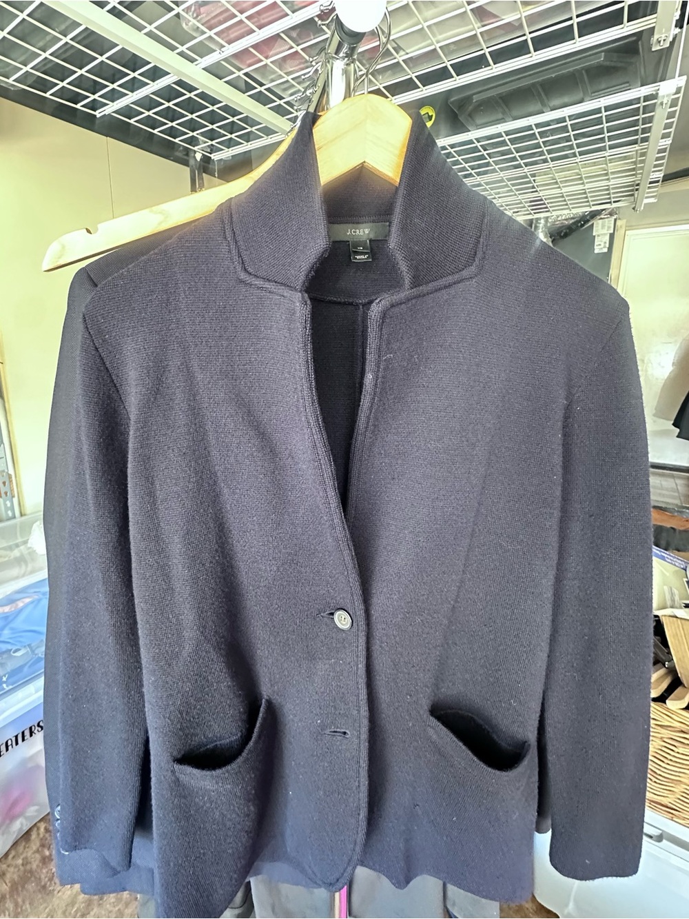 J. Crew Dark Navy Single-Button Knit Blazer